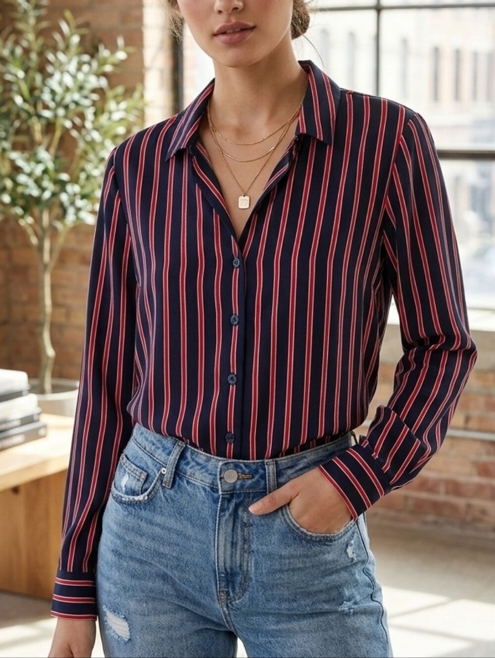 Dynamite Striped Blouse